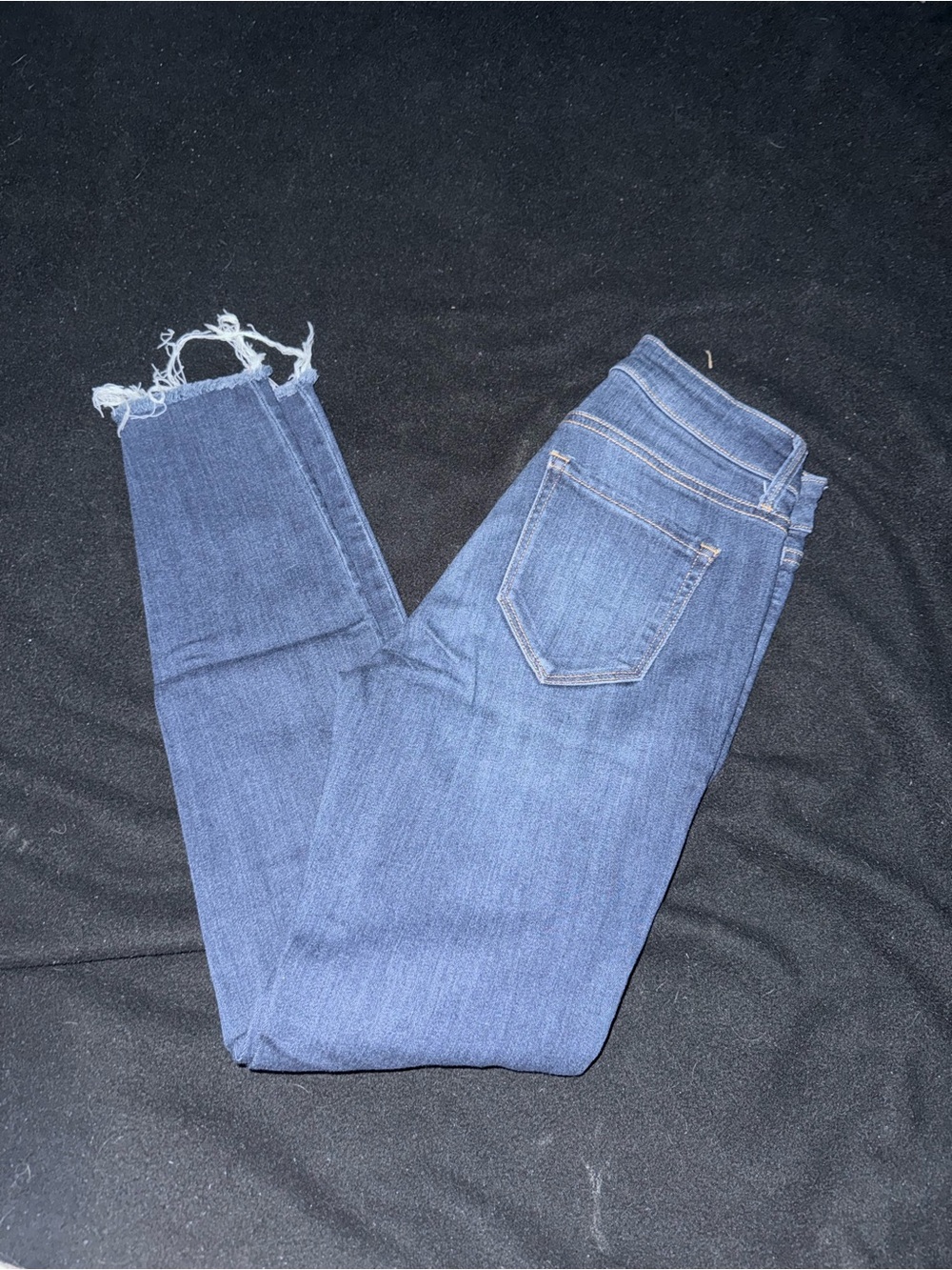 Carly Jean Los Angeles Medium Blue Raw Hem Cropped Skinny Jeans